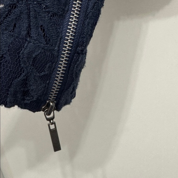 INC International Concepts Navy Lace Bomber Jacket - Picture 4 of 6